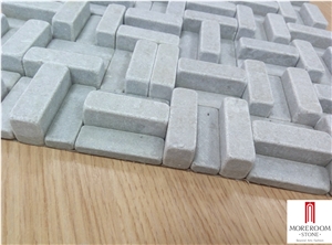 Uneven Irregular Surface Grey Marble Mosaic Pattern