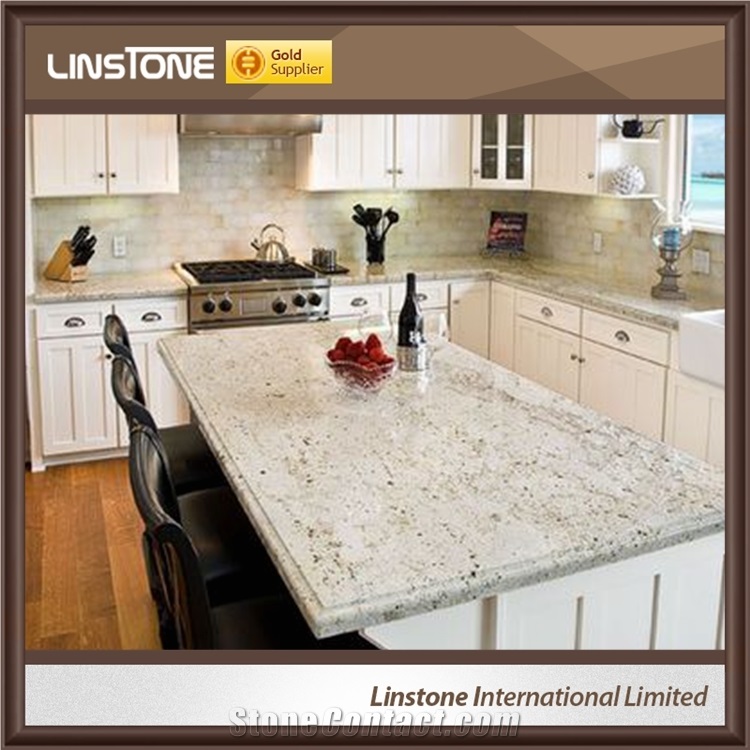 Manufacture Prefab Double Sink River White Granite Bathroon Vanity Top for Sale