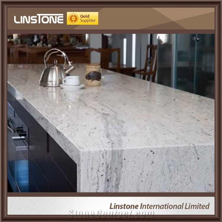 Manufacture Prefab Double Sink River White Granite Bathroon Vanity Top for Sale