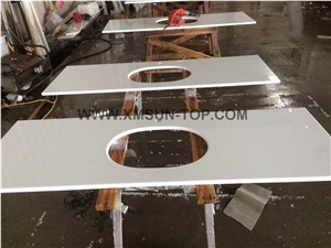 Pure White Nano Crystallized Glass Stone Vanity Top / Microlite Glass Stone Bathroom Top /Nano Glass Bath Top /China Manmade&Artificial Stone Vanity Top/ Interior Decoration/White Countertop