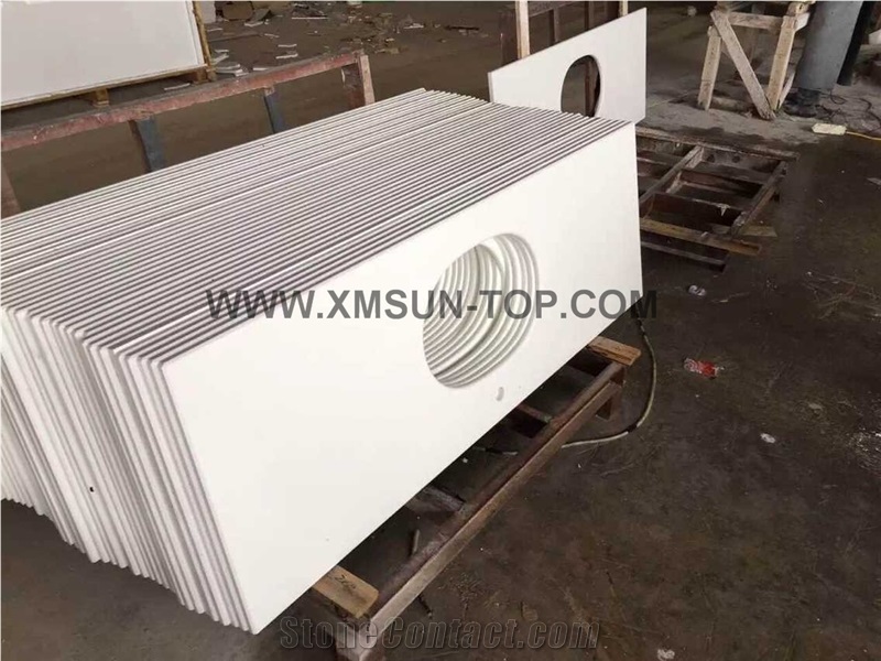 Pure White Nano Crystallized Glass Stone Vanity Top / Microlite Glass Stone Bathroom Top /Nano Glass Bath Top /China Manmade&Artificial Stone Vanity Top/ Interior Decoration/White Countertop