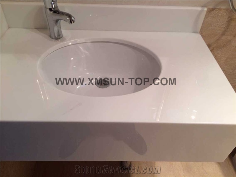 Pure White Nano Crystallized Glass Stone Vanity Top / Microlite Glass Stone Bathroom Top /Nano Glass Bath Top /China Manmade&Artificial Stone Vanity Top/ Interior Decoration/White Countertop