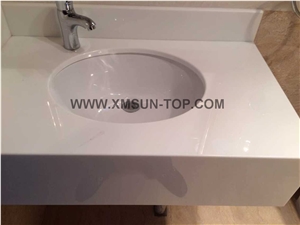 Pure White Nano Crystallized Glass Stone Vanity Top / Microlite Glass Stone Bathroom Top /Nano Glass Bath Top /China Manmade&Artificial Stone Vanity Top/ Interior Decoration/White Countertop