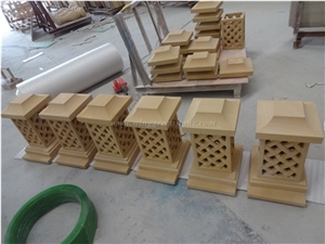 Beige Sandstone Lantern Pattern,Decoration for Garden,Park,Buy Direct from Factory