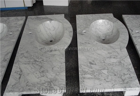 Carrara White Marble Bathroom Countertop, Natural Marble Countertop, White Marble Countertop, Vanity Top, Xiamen Winggreen Manufacture