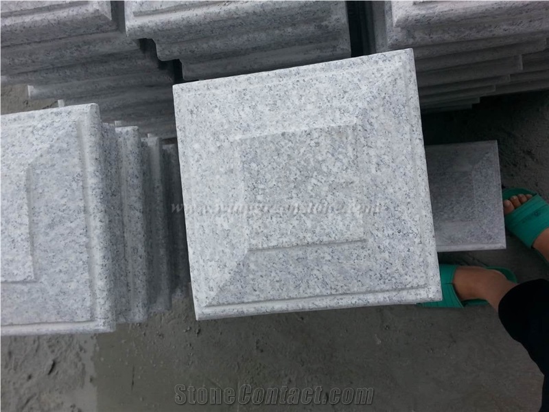 China Light Grey Granite Caps, Granite Pillar Caps With/Without Bottom Hole, Winggreen Stone
