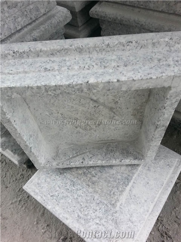 China Light Grey Granite Caps, Granite Pillar Caps With/Without Bottom Hole, Winggreen Stone