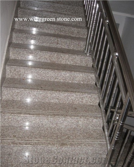 G687 Peach Red Granite Stone Polished Indoor Stair Step and Riser