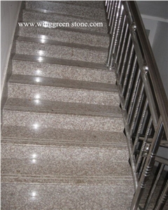 G687 Peach Red Granite Stone Polished Indoor Stair Step and Riser