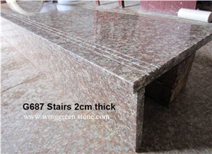 G687 Peach Red Granite Stone Polished Indoor Stair Step and Riser