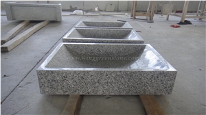 Light Grey Granite Basin, China Cheap Granite Bathroom Basin, Square Wash Sinks, Rectangle Basins, Winggreen Stone