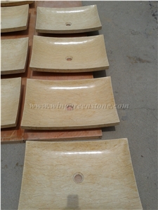 Sunny Yellow Marble Sinks, Square or Round Wash Basins, Elegent Yellow Bathroom Sinks, Winggreen Stone