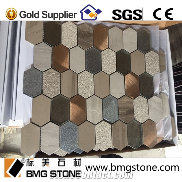 Athens Grey Marble Pattern Glass Aluminum Mosaic