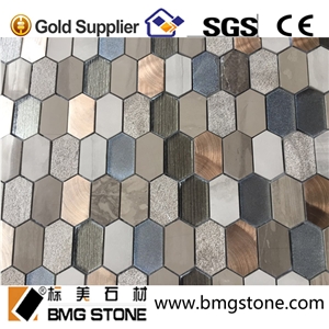 Athens Grey Marble Pattern Glass Aluminum Mosaic