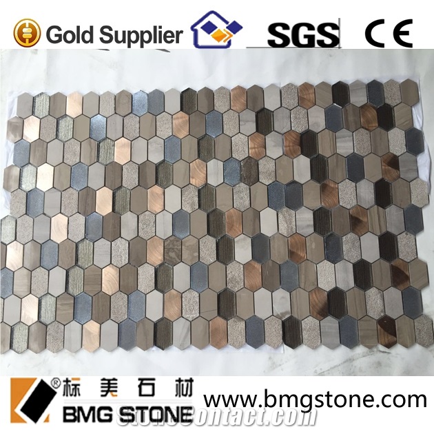 Athens Grey Marble Pattern Glass Aluminum Mosaic