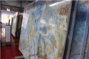 Azurro Onyx, Onix Azzurro, Azzurro Onyx,Azzurro Onix, Blue Onyx Polished Slabs Ornamental Stone for Walling and Flooring