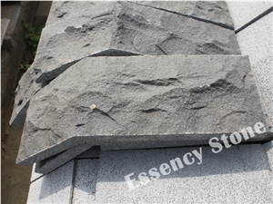 Black Basalt Building Stone with Chiseled Surface,Black Basalt Mushroom Stone