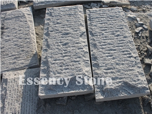 China Light Grey Granite Natural Split Mushroom Stone with Groove Channel,G640 Binaco Sardo White Granite Building Stone for Wall Cladding