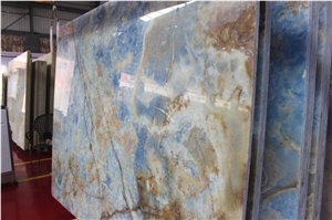 Golden Blue Onyx, Blue Onyx Slabs, Blue Onyx Polished Slabs for Walling and Flooring
