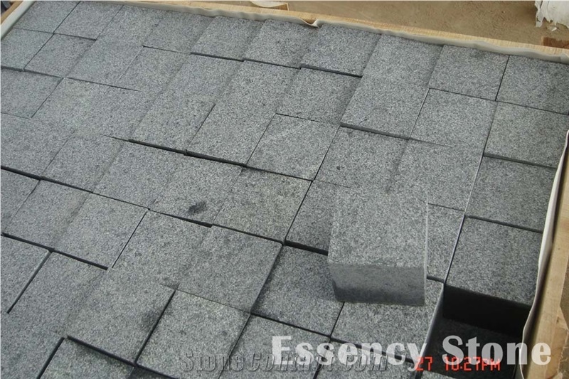 Granite Paving Stone G654 Dark Grey Granite Cube Paving Sets Flamed for Driveway and Walkway