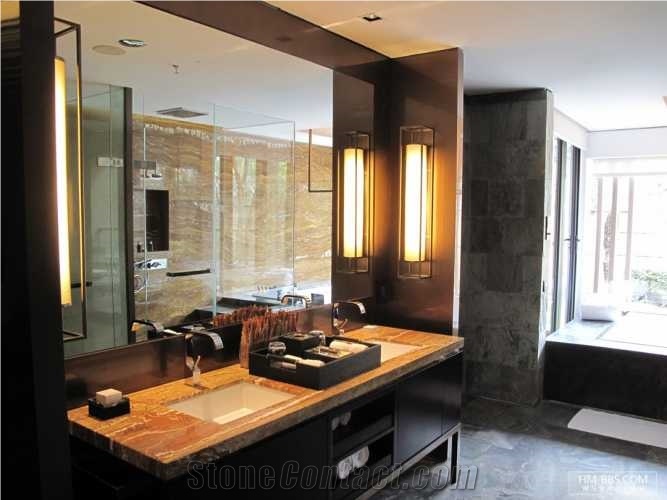 China Factory Price Francial Gold Wooden Marble Tile & Slab Red Dragon Polished Marble Tiles Big Slab