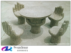 Natural Opalescent Grain Granite Stone Chair for Garden Landscape