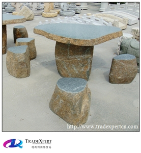 Natural Opalescent Grain Granite Stone Chair for Garden Landscape