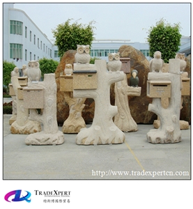 Natural Opalescent Grain Granite Stone Chair for Garden Landscape