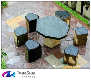 Natural Opalescent Grain Granite Stone Chair for Garden Landscape