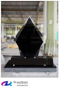 Shanxi Black Granite Diamond Carved Upright Tombstone