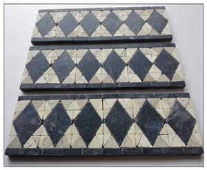 Natural Stone Lxs#9 Limestone + Travertine Border Natural Stone Lxs#9 Limestone + Travertine Border