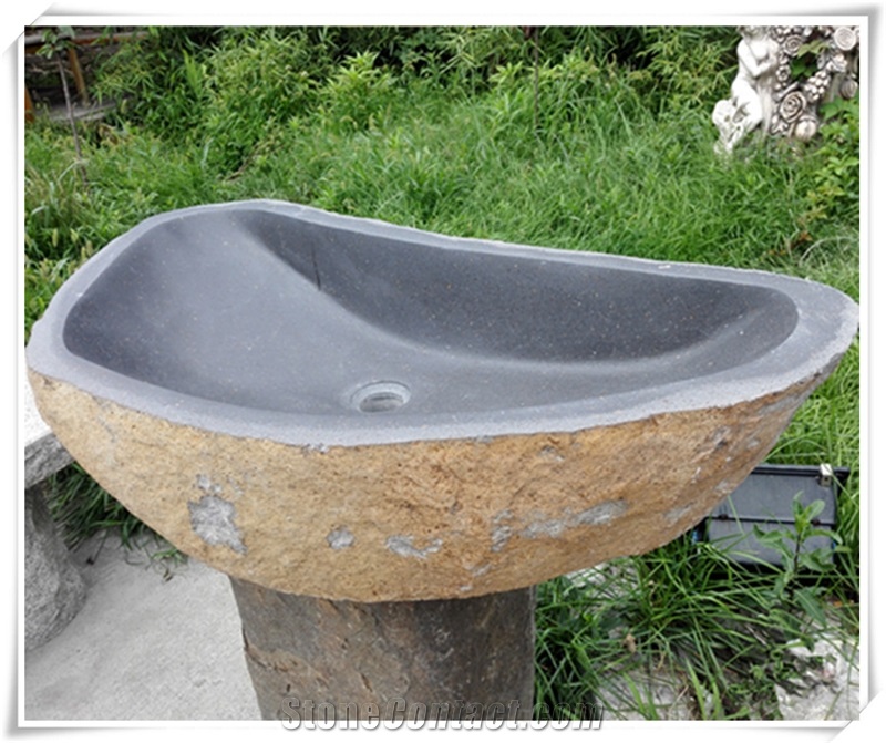 Natural Stone Wash Basin, Black Limestone Sinks & Basins