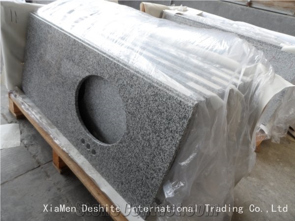 G603 White Dongshi Granite Bathroom Countertop Vanity Top