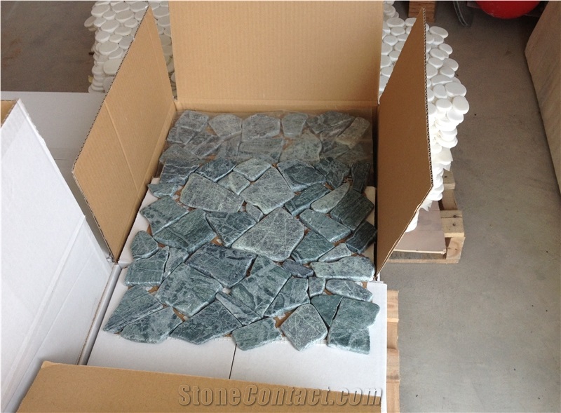 India Green Marble Mosaic for Wall Cladding