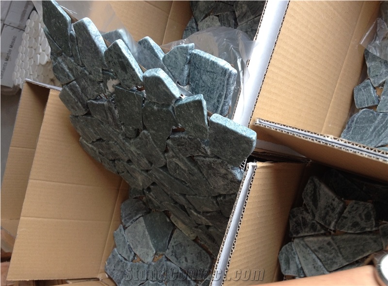 India Green Marble Mosaic for Wall Cladding