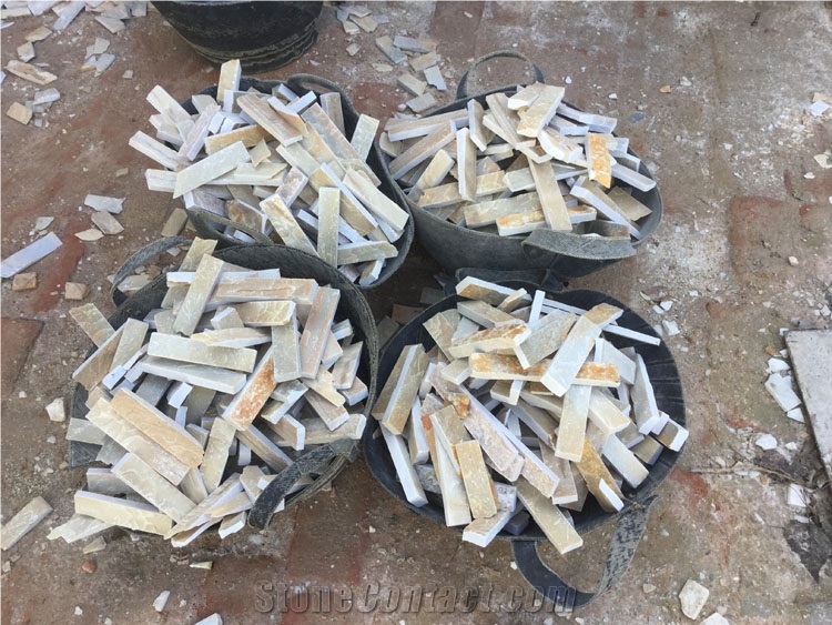 Hhsc10x40-004 on Sale China P014 Golden Yellow Cultured Stone/Wall Cladding/Stacked Stone Wall Panel/Manufactured Stone Veneer