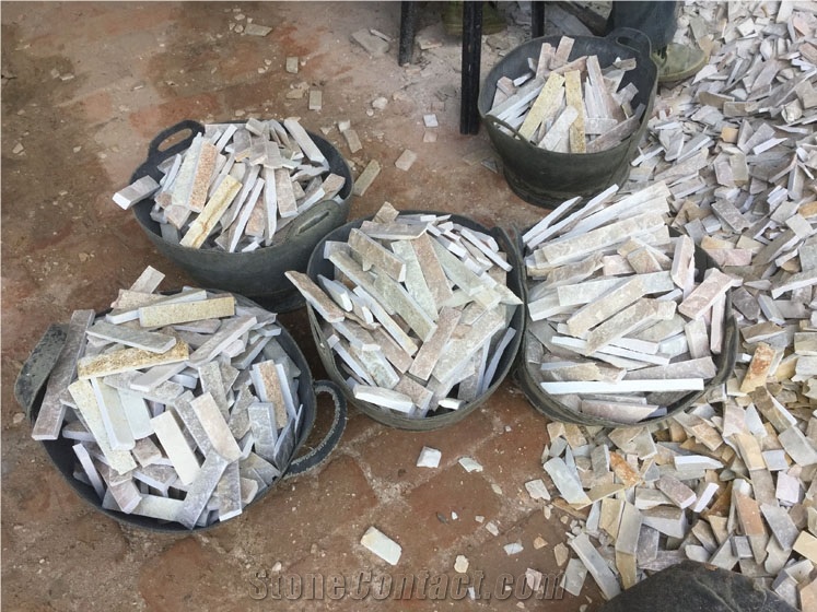 Hhsc10x40-005 on Sale China White Quartzite Cultured Stone/Wall Cladding/Stacked Stone Wall Panel/Manufactured Stone Veneer