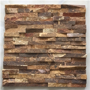 On Sale China Rusty Brown Slate Cultured Stone, Wall Cladding, Stacked Stone Veneer Clearance, Manufactured Stone Veneer