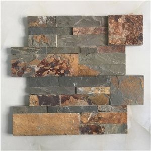 On Sale China Rusty Brown Slate Cultured Stone, Wall Cladding, Stacked Stone Veneer Clearance, Manufactured Stone Veneer
