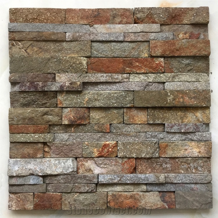 On Sale China Rusty Quartzite Stone Panel /Wall Cladding/Stacked Stone Wall Panel/Manufactured Stone Veneer