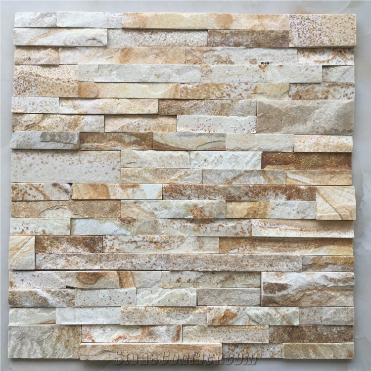 On Sale China Yellow White Sandstone Stone Panel/Wall Cladding/Stacked Stone Wall Panel/Cultured Stone