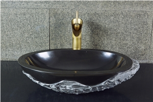 China Black Granite Polished Washbasin, Sink