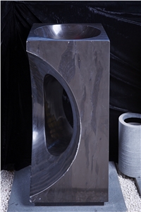 China Black Polished Granite Washbasin, Sink, Bathroom Sink, Pedestal Basin