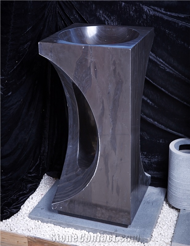 China Black Polished Granite Washbasin, Sink, Bathroom Sink, Pedestal Basin