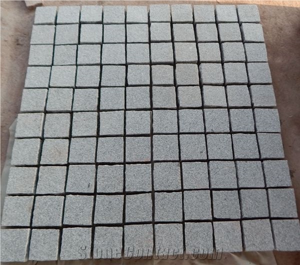 G603 China Silver White Sesame White Crystal White Bianco Crystal Granite Cube Stone Mesh Mounted Pavers