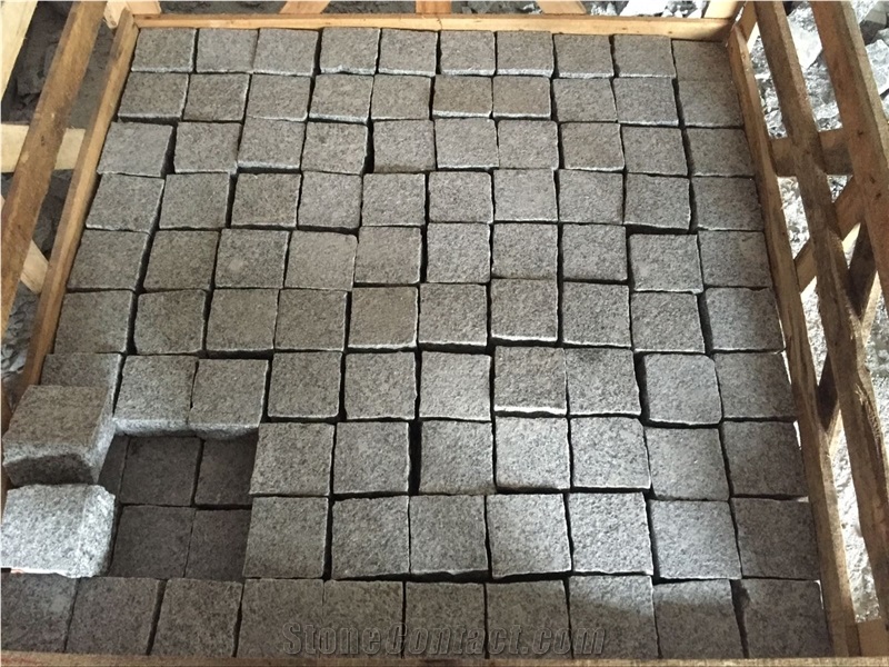 G603 Granite China Light Grey Silver White Crystal White Bianco Crystal Padang White Granite Flamed Cleft Split Natural Cube Stone Paver Setts