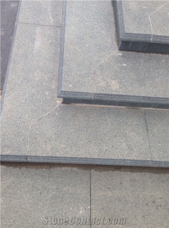 G612 Granite Zhangpu Cyan,Chiseled Surface,Chinese Green Tiles,Flooring Tiles