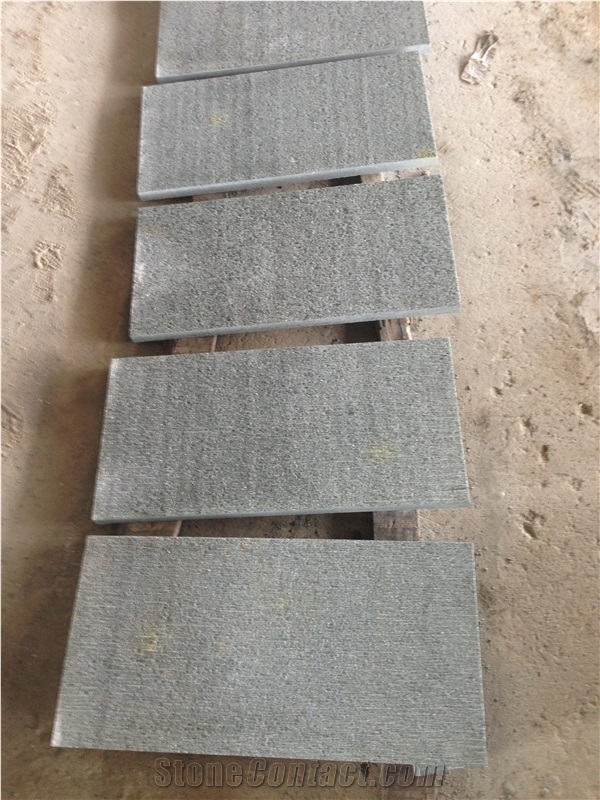 G612 Granite Zhangpu Cyan,Chiseled Surface,Chinese Green Tiles,Flooring Tiles