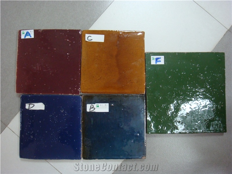 Handmade Terracotta Tiles Orange, Yellow, Red, Brown, Grey, Green, Black