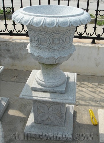 Light Grey Granite Outdoor Exterior Landscaping Flower Pot Planter Flower Stand